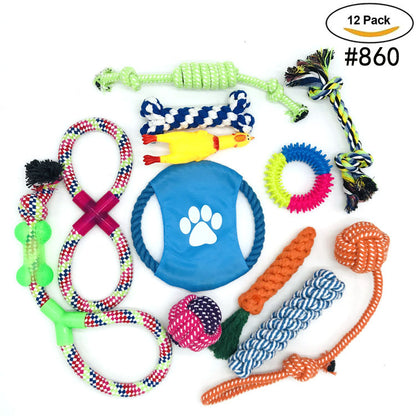 UnivSale 12 Piece Rope Toy Set for Dogs and Cats 