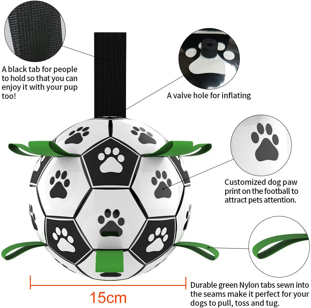 UnivSale - Dog Toys, Interactive Pet Soccer Toy with Handles, Outdoor Dog Training 